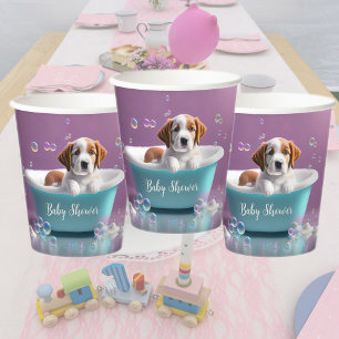 Gobelets En Papier Joli chiot dans une baignoire avec bulles de savon