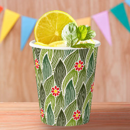 Gobelets En Papier Joli Hippie Super Rouge Vert marguerite Motif Flor