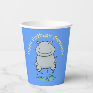 Gobelets En Papier Joli hippo personnalisation de dessin animé annive