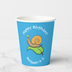 Gobelets En Papier Joli, joyeux escargot personnalisé dessin animé an