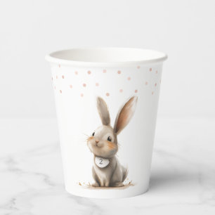 Gobelets En Papier Joli lapin d'anniversaire rose mignon