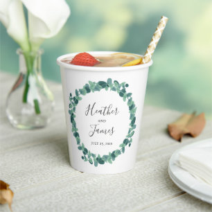 Gobelets En Papier Joli Mariage Eucalyptus