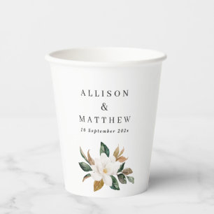 Gobelets En Papier Joli mariage floral magnolia 