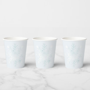 Gobelets En Papier Joli Pastel Blue Winter Quince Snowflakes