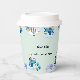 Gobelets En Papier Joli Petit Pilote et Montgolfière Anniversaire