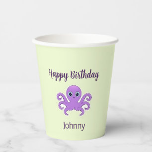 Gobelets En Papier Joli poulpe violet vert