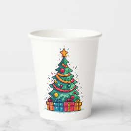 Gobelets En Papier Joli sapin de Noël avec cadeaux