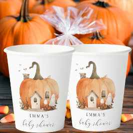 Gobelets En Papier Joli Script Aquarelle Un Petit Baby shower Boo