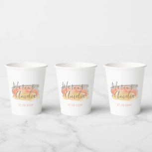 Gobelets En Papier Jolie aquarelle minimaliste Mariage