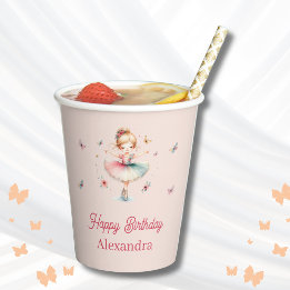 Gobelets En Papier Jolie Blush Rose fille Ballerina fête d'anniversai