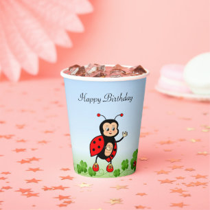 Gobelets En Papier Jolie coccinelle, Fête d'anniversaire aux trèfles