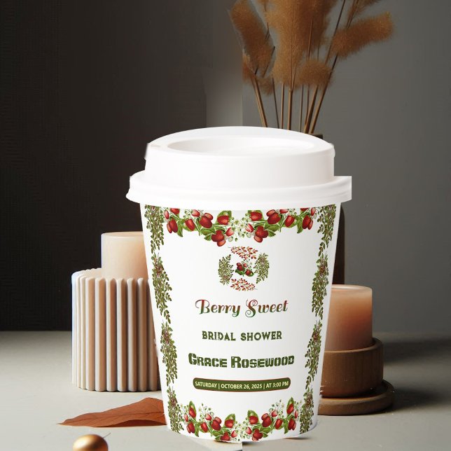 Gobelets En Papier Jolie douche de mariée aux couleurs de l'automne e (Cute Fall Foliage Autumn Berry Sweet Bridal Shower Paper Cups)