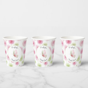 Gobelets En Papier Jolie fête de mariage aux renoncules rose menthe
