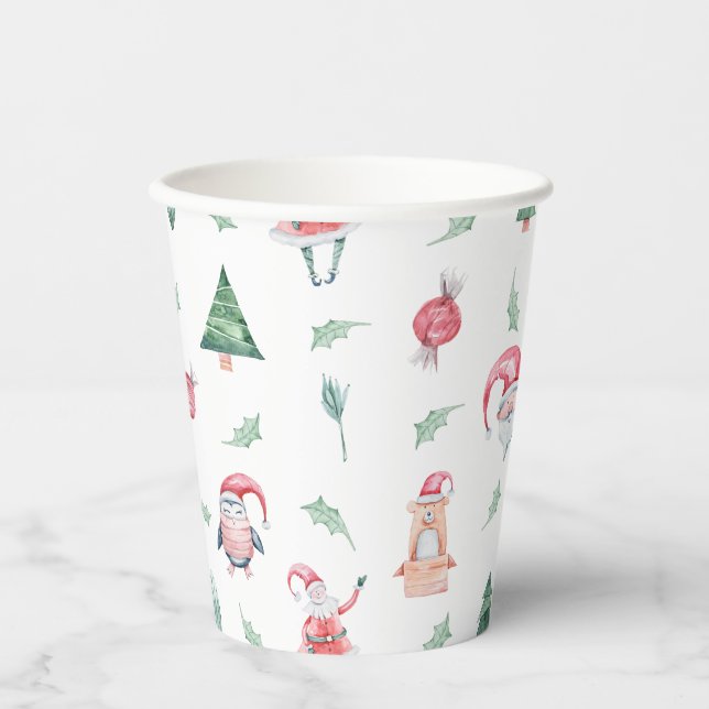 Gobelets En Papier Jolie fête de Noël pour enfants (Recto)