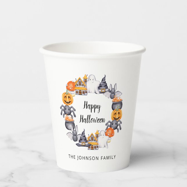 Gobelets En Papier Jolie fête d'Halloween (Recto)