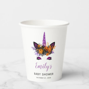 Gobelets En Papier Jolie Licorne Paillettes Violettes Fille Automne B