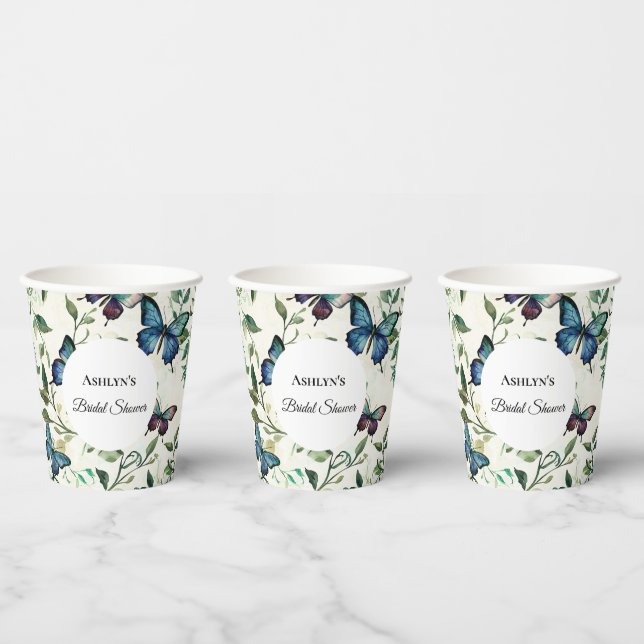 Gobelets En Papier Jolie Mariage Papillons Bleus (Multi)