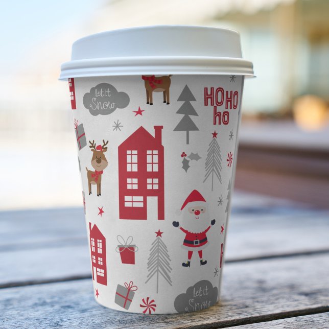 Gobelets En Papier Jolie Noël Père Noël Reindeer Vacances d'hiver (Créateur téléchargé)