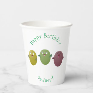 Gobelets En Papier Jolie olives joyeux chantant dessin animé