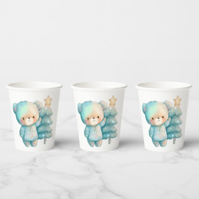 Gobelets En Papier Jolie Ours et Noël (Multi)
