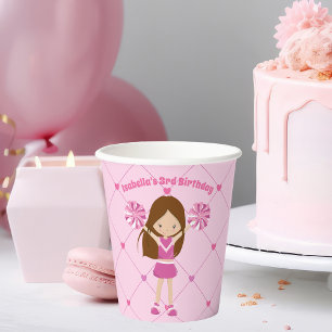 Gobelets En Papier Jolie Pom-pom girl Personnalisée Filles Rose Anniv