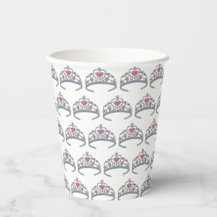 Gobelets En Papier Jolie princesse rose Tiara fête d'anniversaire fil
