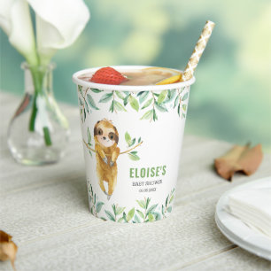 Gobelets En Papier Jolie Sloth Green Boy Baby shower Anniversaire  