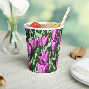 Gobelets En Papier Jolie Tulipes pourpres Florale