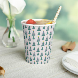 Gobelets En Papier Jolies arbres Doodles rose vert