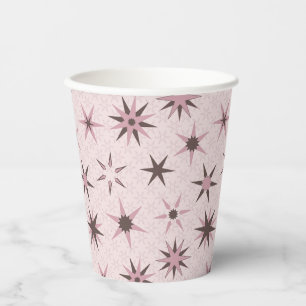 Gobelets En Papier Jolies étoiles géométriques roses - motif.