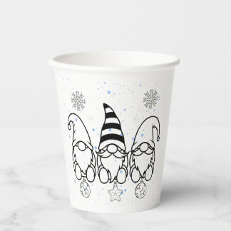Gobelets En Papier Jolies lutins de Noël. Déco de fête.