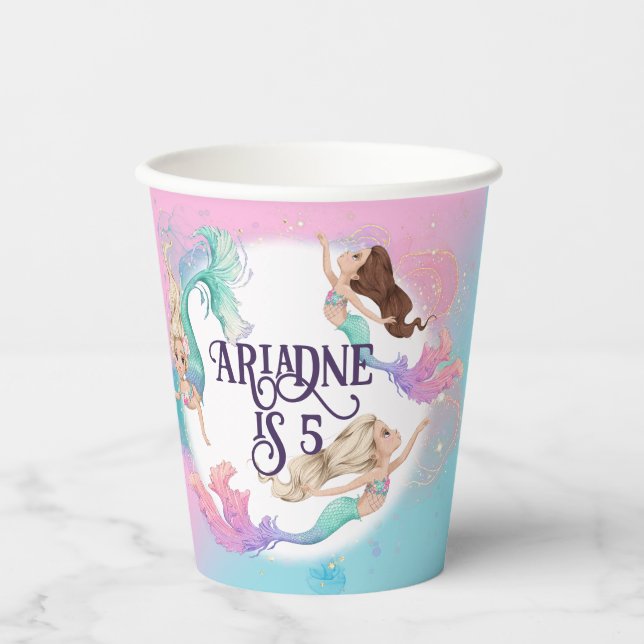 Gobelets En Papier Jolies Petites Tasses En Papier De Sirènes (Recto)