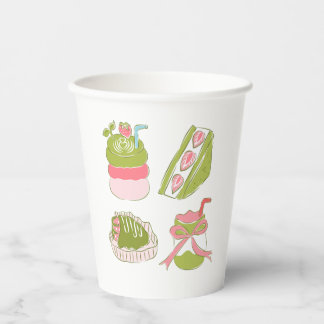 Gobelets En Papier Jolis desserts et boissons au matcha et à la frais