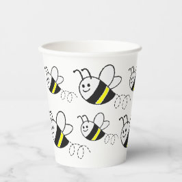 Gobelets En Papier Jote Little Bee Motif Baby shower blanc