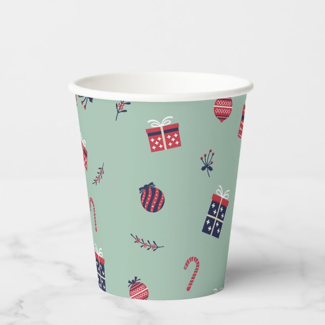 Gobelets En Papier Jote Noël présente des ornements Motif (Recto)
