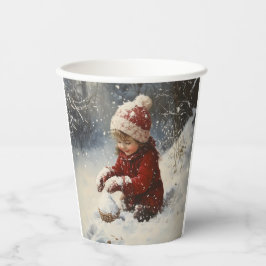 Gobelets En Papier Jouer dans la neige