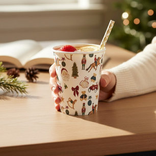 Gobelets En Papier Jouets de vacances nostalgiques aquarelle festive