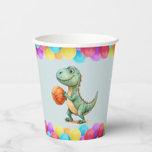 Gobelets En Papier Joueur de Basket-ball T-rex Anniversaire