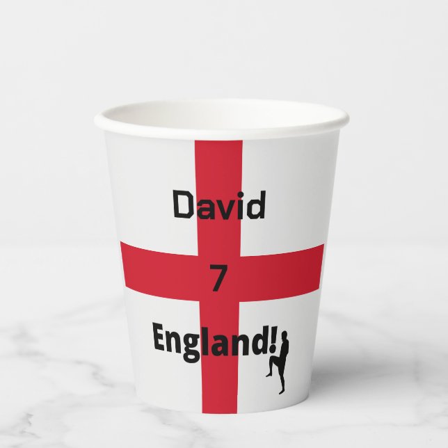 Gobelets En Papier Joueur de football anglais personnalisable (Recto)