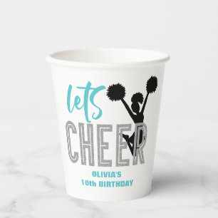 Gobelets En Papier Jour d'anniversaire de la Cheerleader turquoise ar