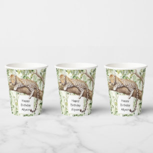 Gobelets En Papier Jour d'anniversaire de la jungle verte sauvage