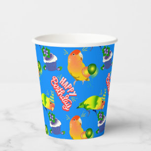 Gobelets En Papier Jour d'anniversaire mignon Lovebirds Party Parrot