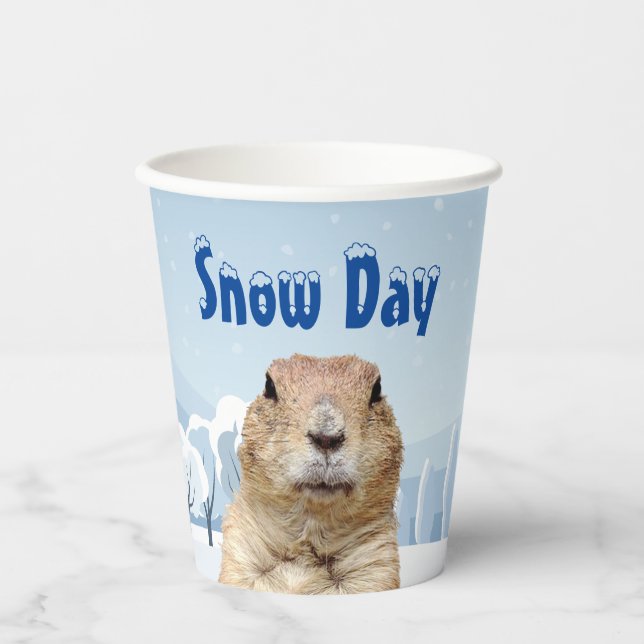 Gobelets En Papier Jour de la neige de la marmotte (Recto)