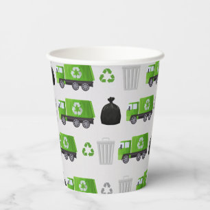 Gobelets En Papier Jour de l'anniversaire du camion-poubelle