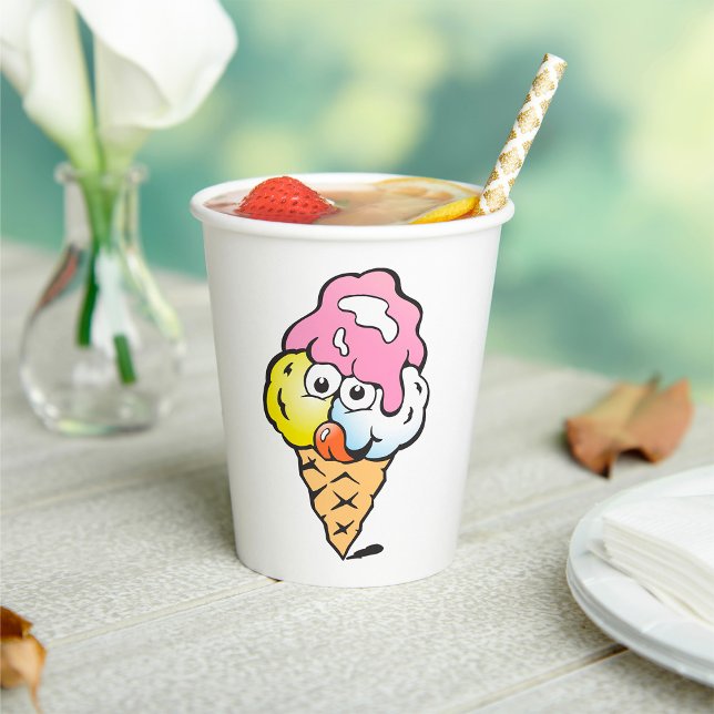 Gobelets En Papier Joyeuse crème glacée face (Créateur téléchargé)