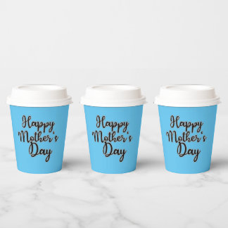 Gobelets En Papier Joyeuse Fête des mères Bleu