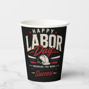 Gobelets En Papier Joyeuse Fête du Travail Typographie Vintage Hommag