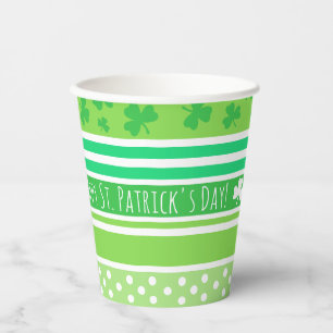Gobelets En Papier Joyeuse Saint-Patrick Rayures Vertes