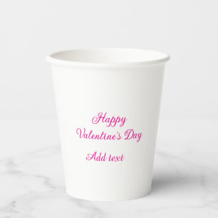 Gobelets En Papier Joyeuse Saint-Valentin texte rose nom message