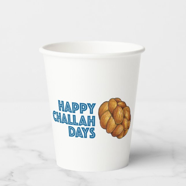 Gobelets En Papier Joyeuses fêtes de Challah Hanoukka Chanukah (Recto)